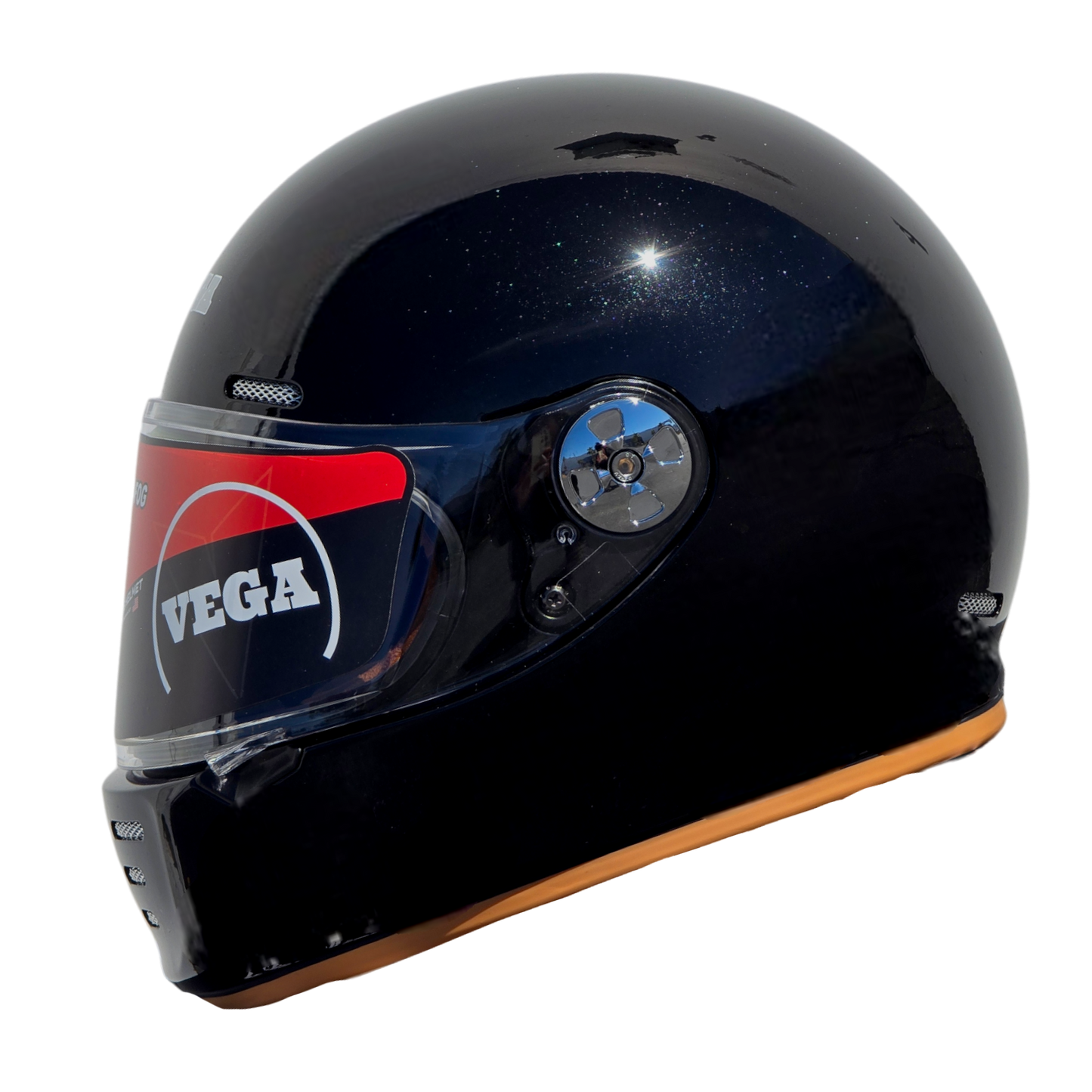 Vega Retro Full Face Helmet - Metallic Black