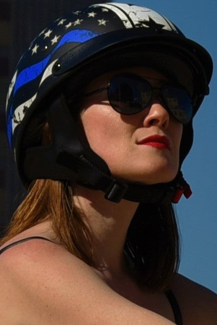 Vega Warrior Half Helmet with size adjuster, dropdown shield and sunvisor