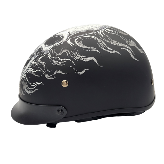 Vega Warrior Motorcycle Half Helmet - Flame Skull