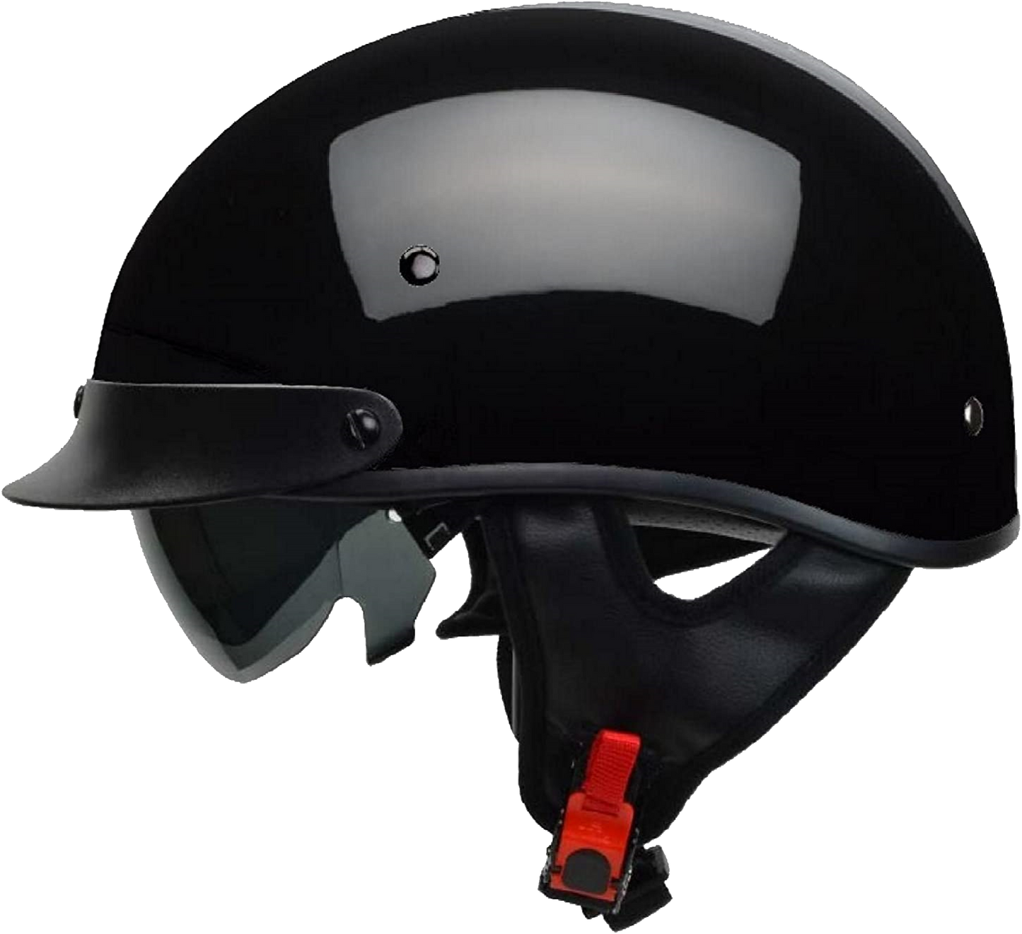 Vega Warrior Half Helmet with size adjuster, dropdown shield and sunvisor
