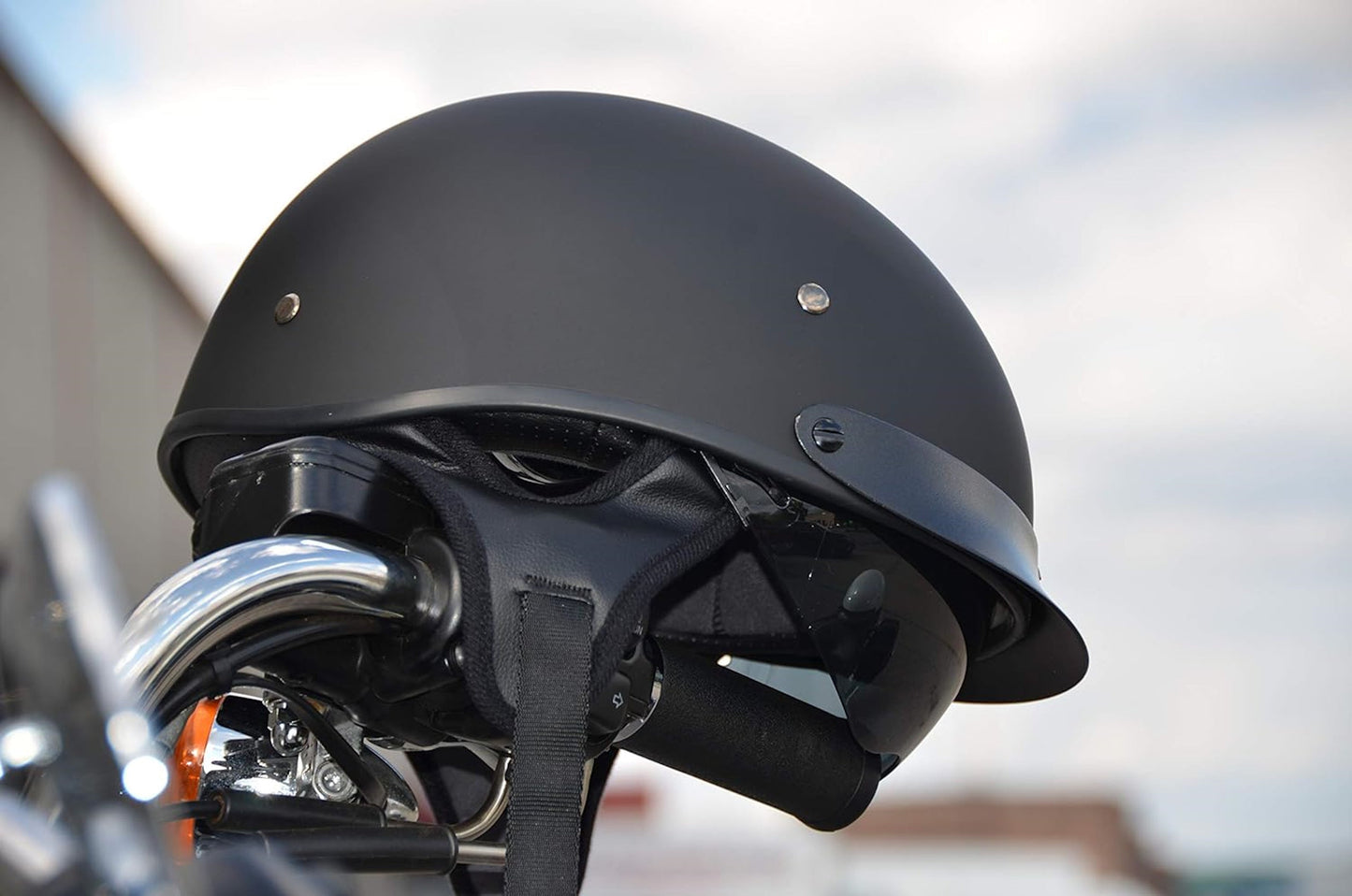 Vega Warrior Half Helmet with size adjuster, dropdown shield and sunvisor