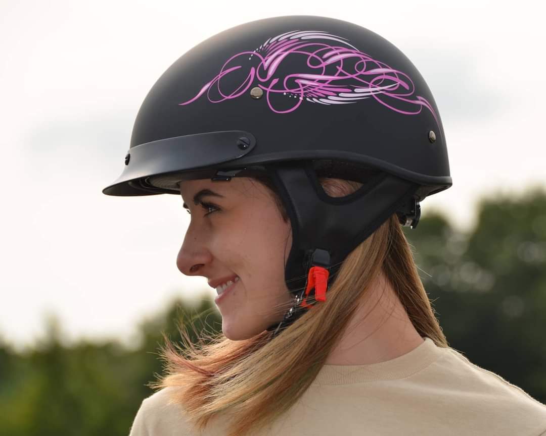 Vega Warrior Half Helmet with size adjuster, dropdown shield and sunvisor