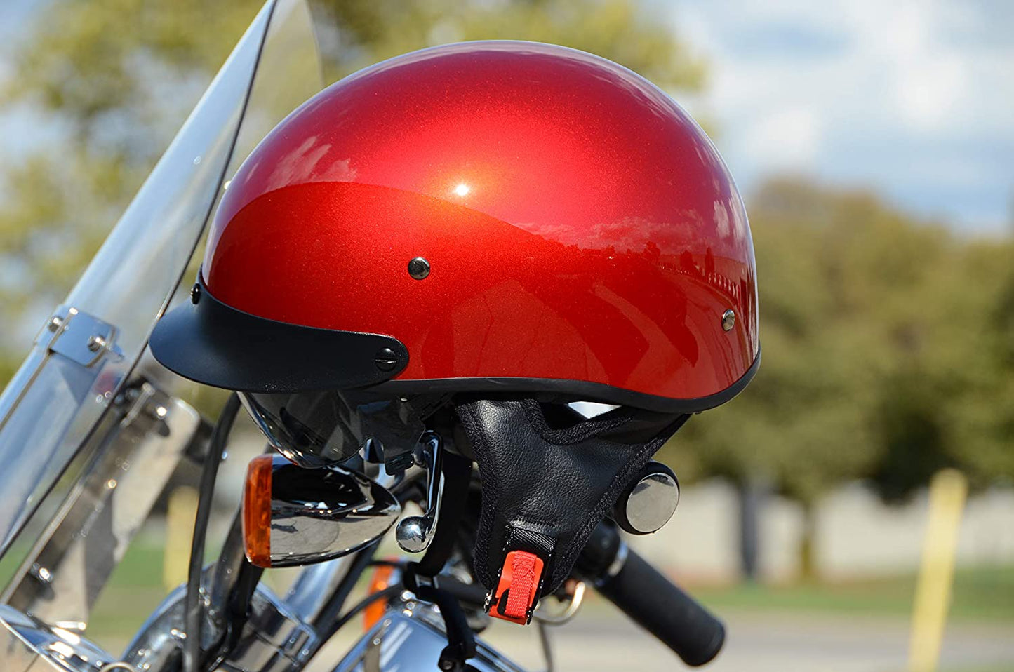 Vega Warrior Half Helmet with size adjuster, dropdown shield and sunvisor