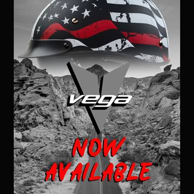 Vega Warrior Half Helmet with size adjuster, dropdown shield and sun visor - USA