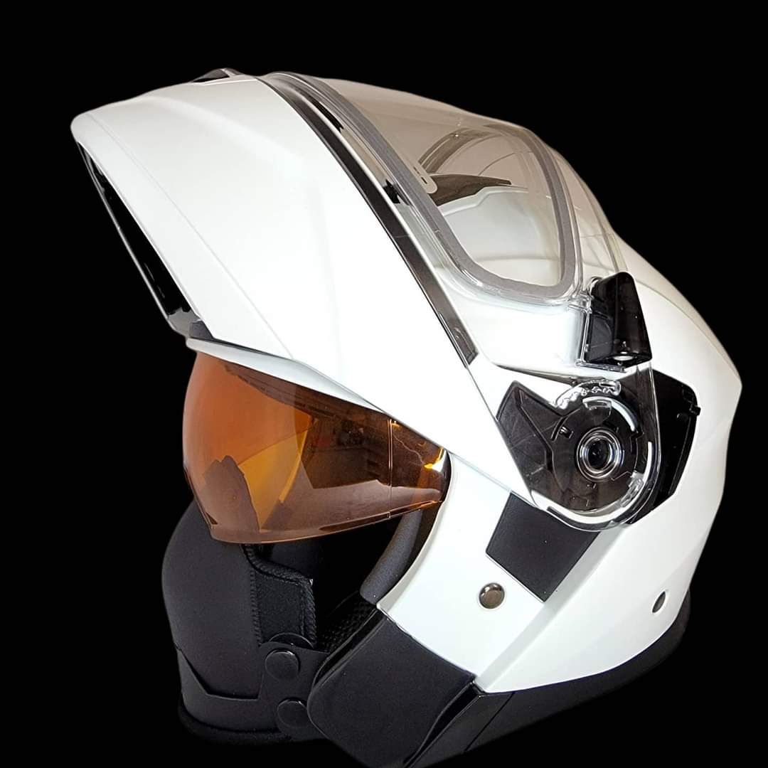 Vega Caldera Snowmobile Modular helmet with Electric heated shield & Amber Drop-down inner shield