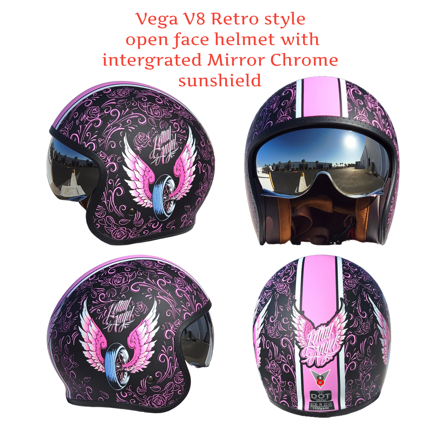 Vega Helmet USA - V8 Retro Style Open Face Helmet