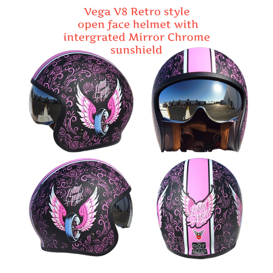 Vega Helmet USA - V8 Retro Style Open Face Helmet