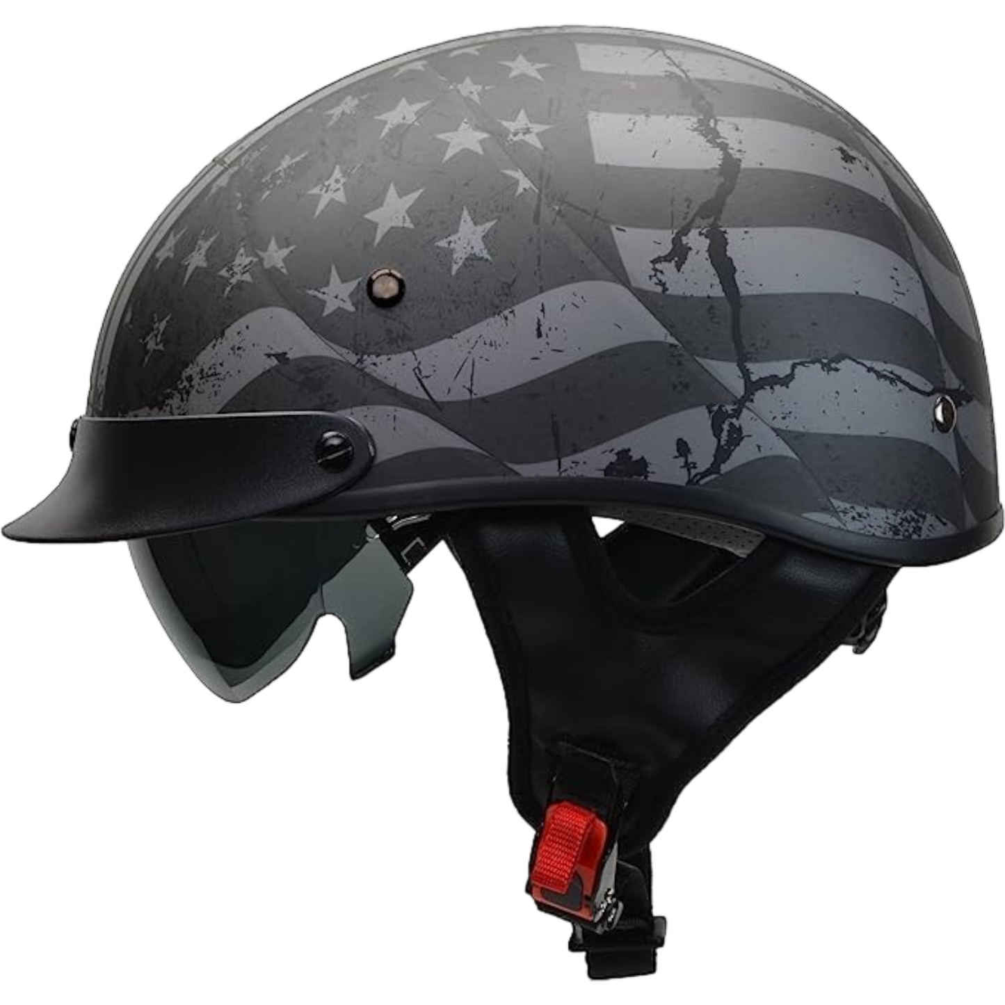 Vega Warrior Motorcycle Half Helmet with dropdown shield and sunvisor - Patriotic Flag