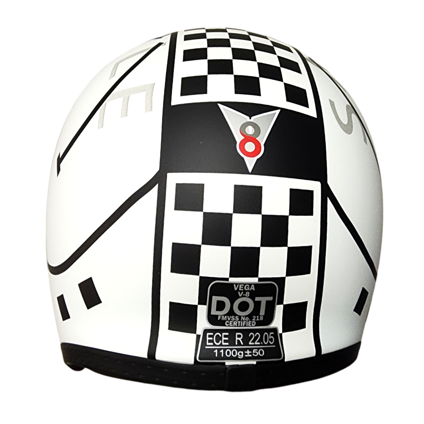 Vega Helmet USA - V8 Retro Style Open Face Helmet - Checker