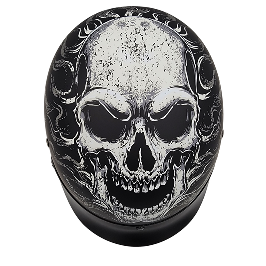 Vega Warrior Motorcycle Half Helmet - Flame Skull