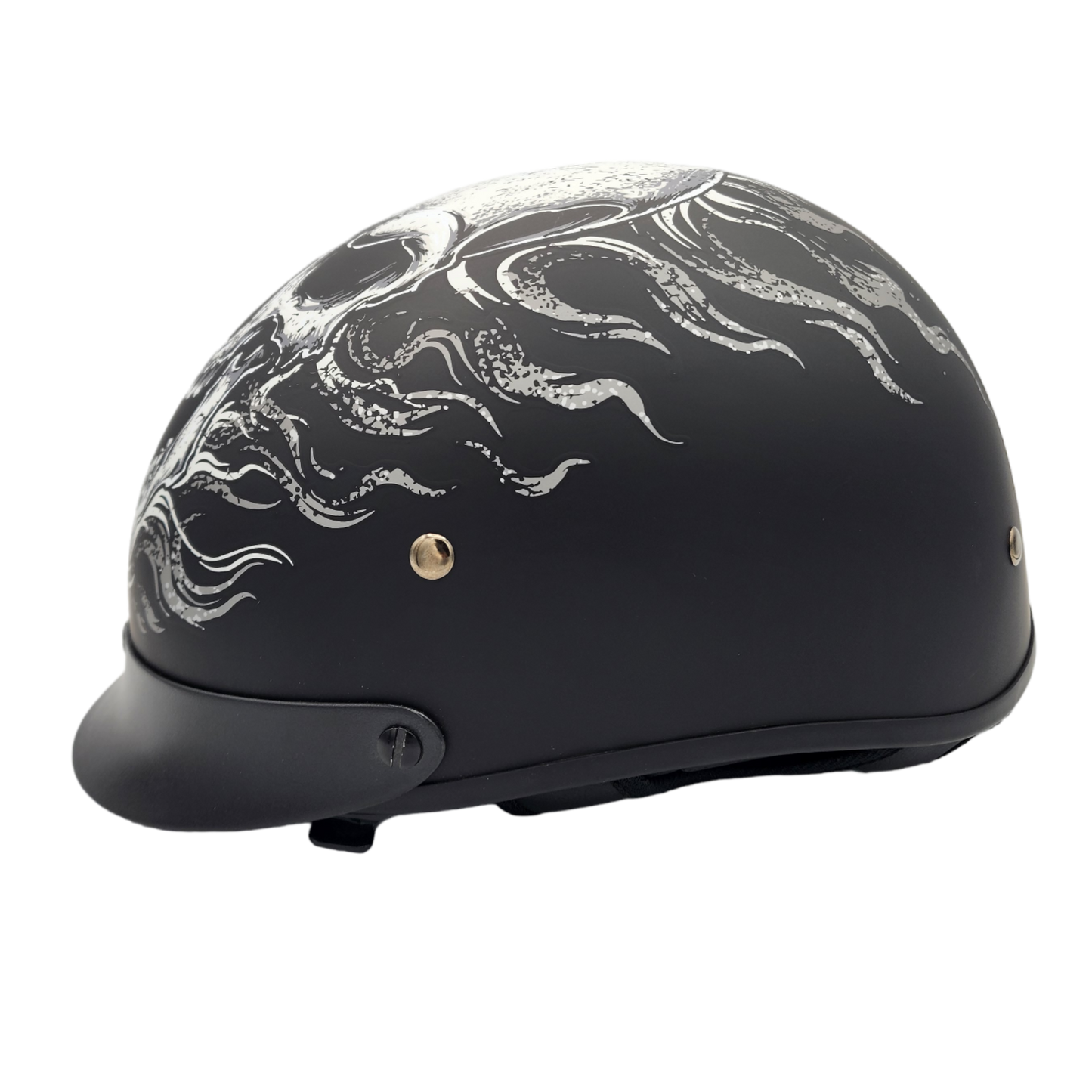 Vega Warrior Motorcycle Half Helmet - Flame Skull