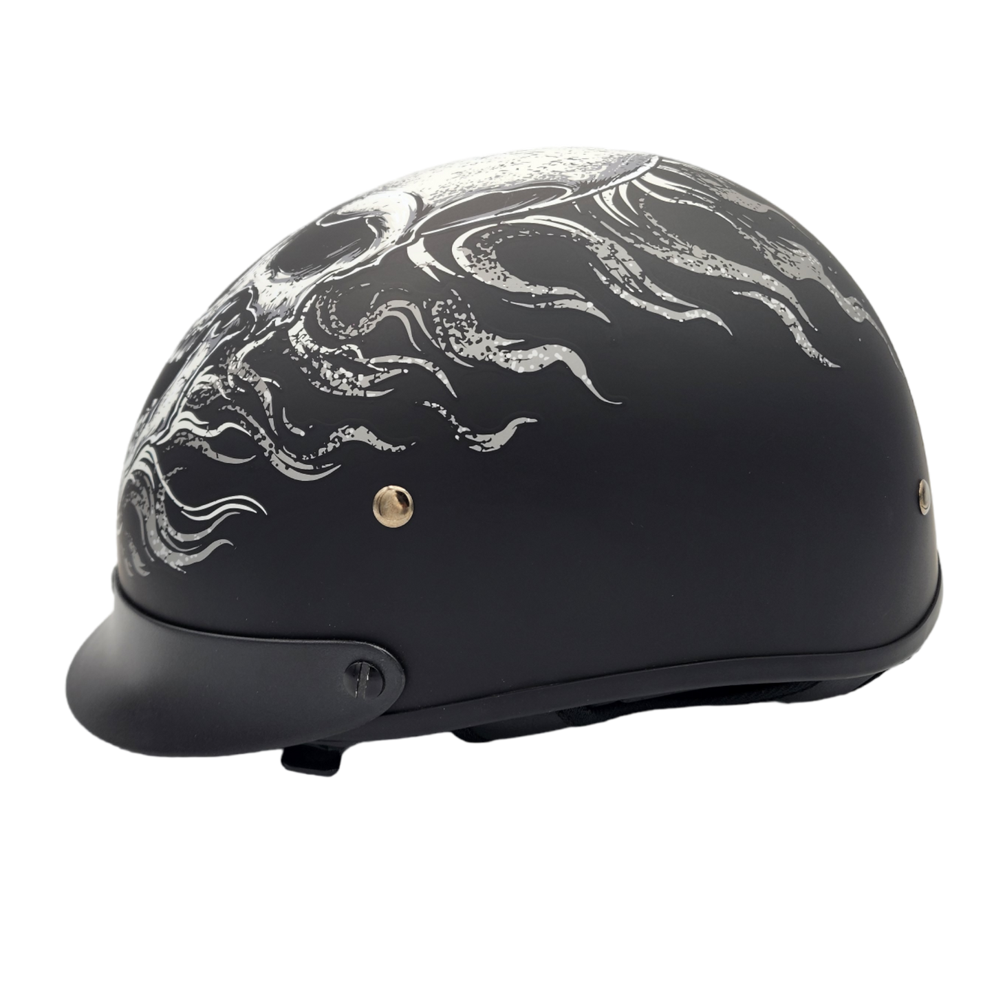 Vega Warrior Motorcycle Half Helmet Flame Skull Motohelmetsplus