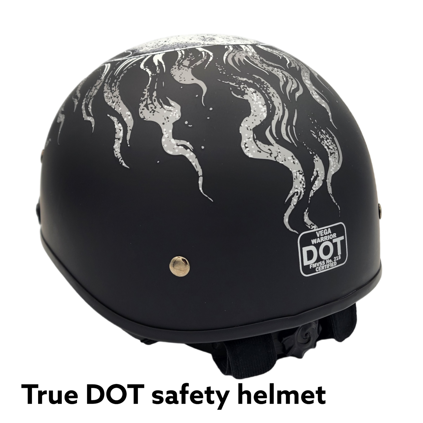 Vega Warrior Motorcycle Half Helmet - Flame Skull