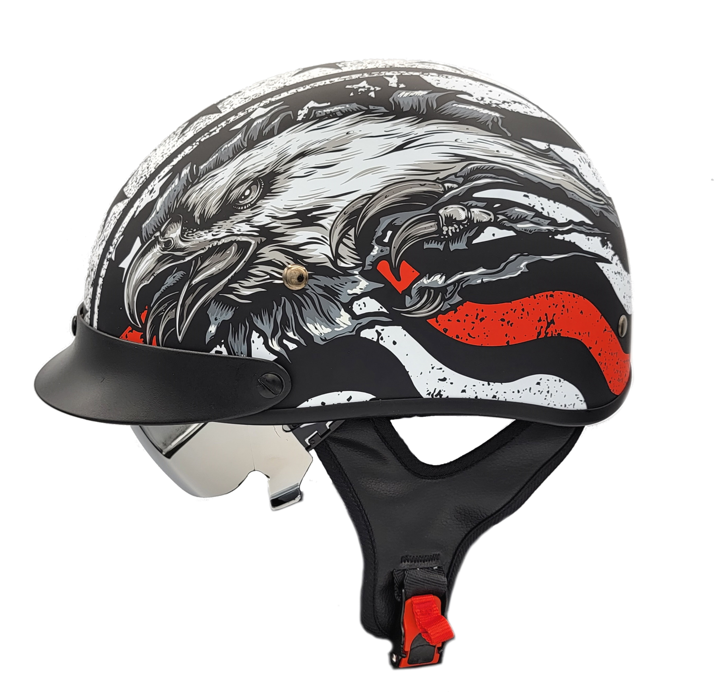 Vega Warrior Half Helmet with dropdown shield and sunvisor - Eagle